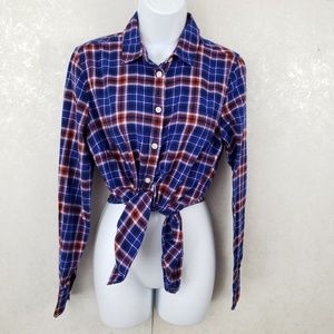 J Crew Factory Boy Fit Plaid Button Down Top